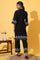 Black Schiffli Embroidered Pure Cotton Straight Kurta and Palazzo Co-ord Set