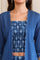 Blue Printed Thread Embroidered Straight Cotton Spaghetti Top, Jacket and Palazzo Set