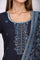 Blue Ethnic Motifs Printed Hand Work Jacquard Straight Kurta, Palazzo and Dupatta Set