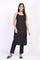 Black Floral Printed Flared Kurta with Gillet and Trouser Set