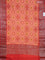 Chanderi silk cotton saree pale orange and red shade with allover ikat prints and banarsi style border