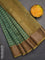 Chanderi silk cotton saree green and mustard green with allover prints and banarsi style border