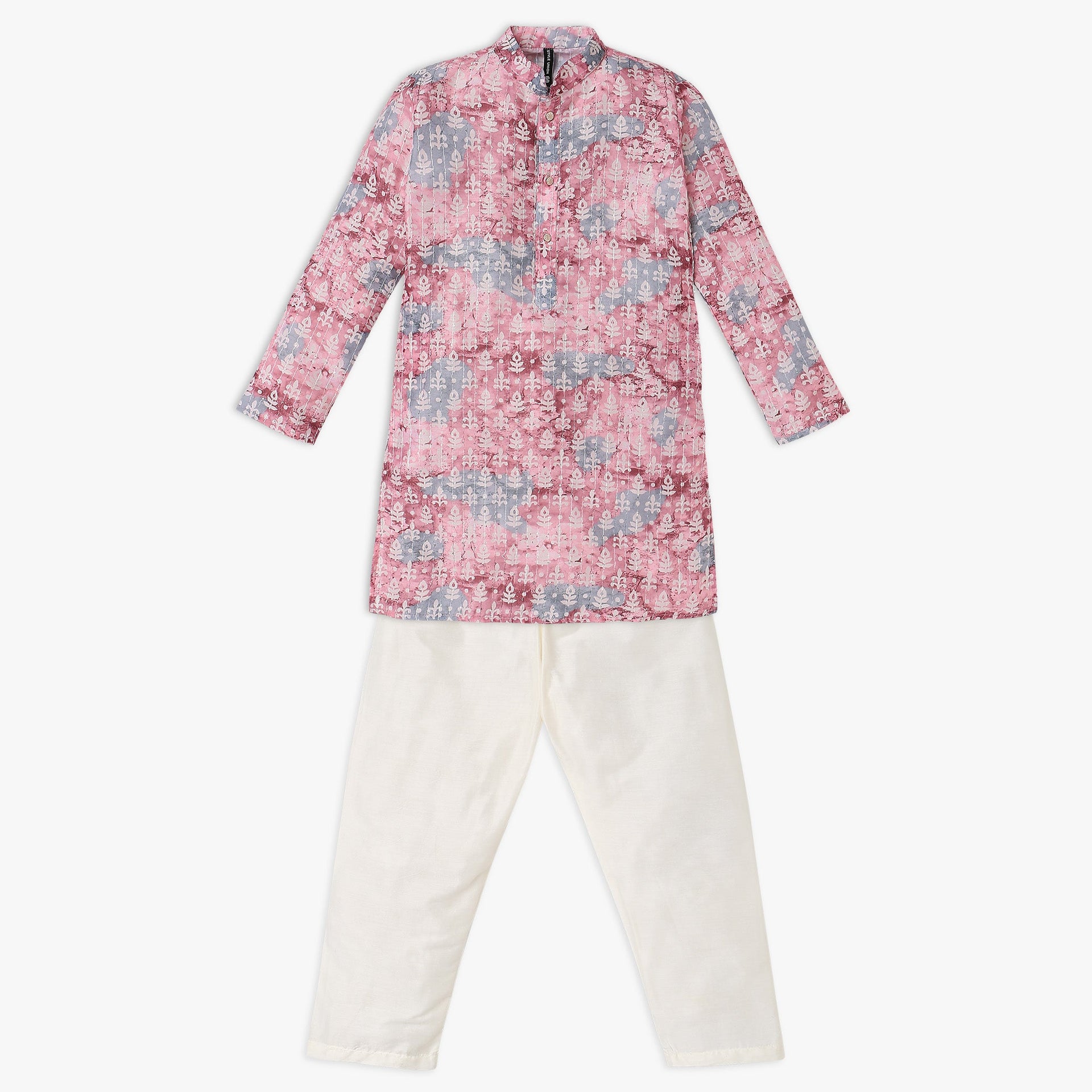 Boys Regular Fit Printed Kurta With Pant Set