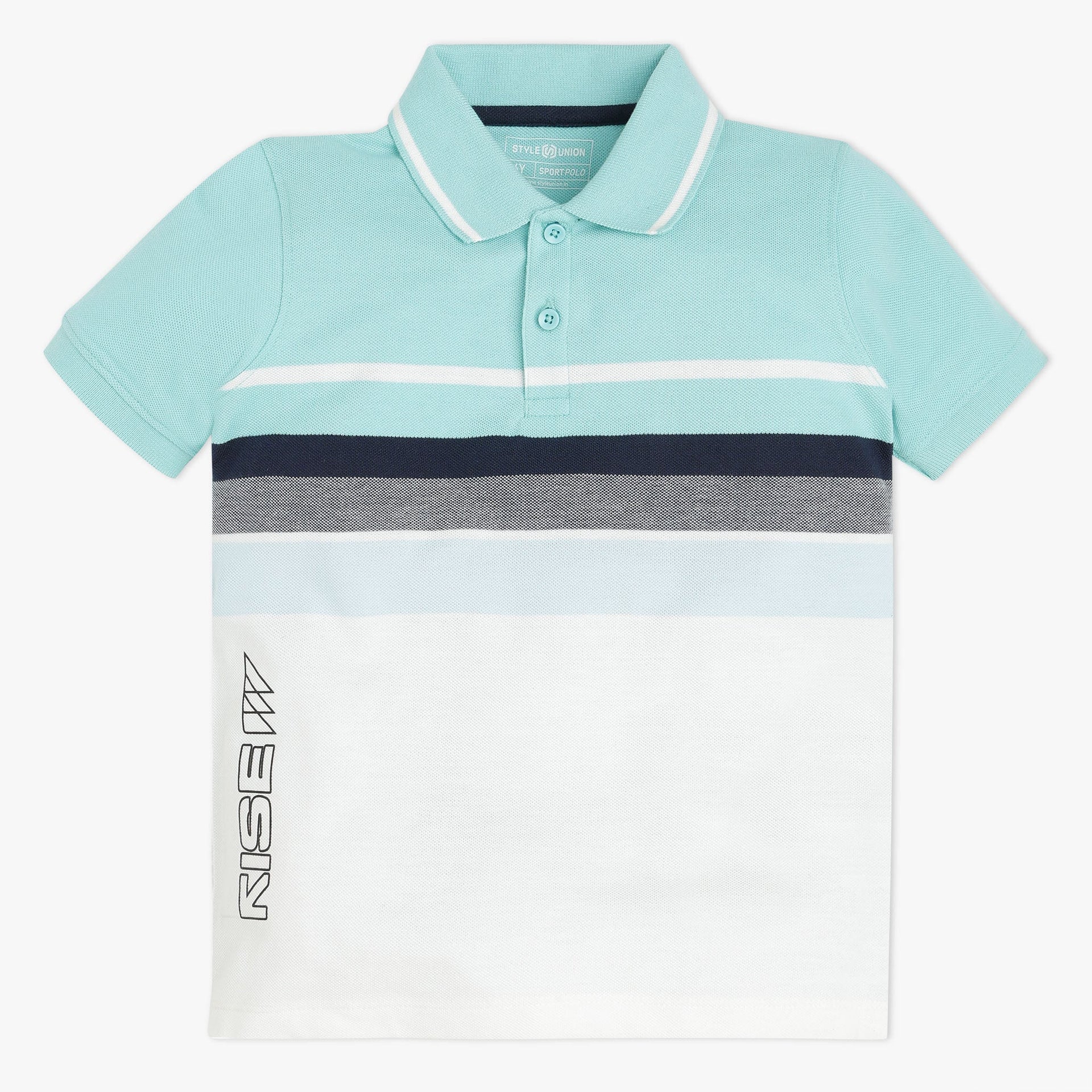 Boys Striped Sports Polo Neck Yarn Dyed T-Shirt