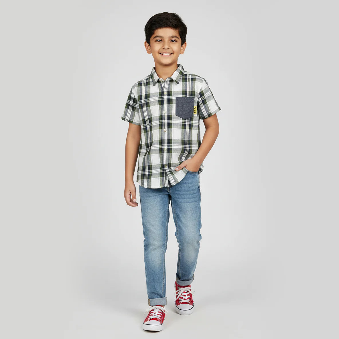 Boys Cotton Checkered Shirt