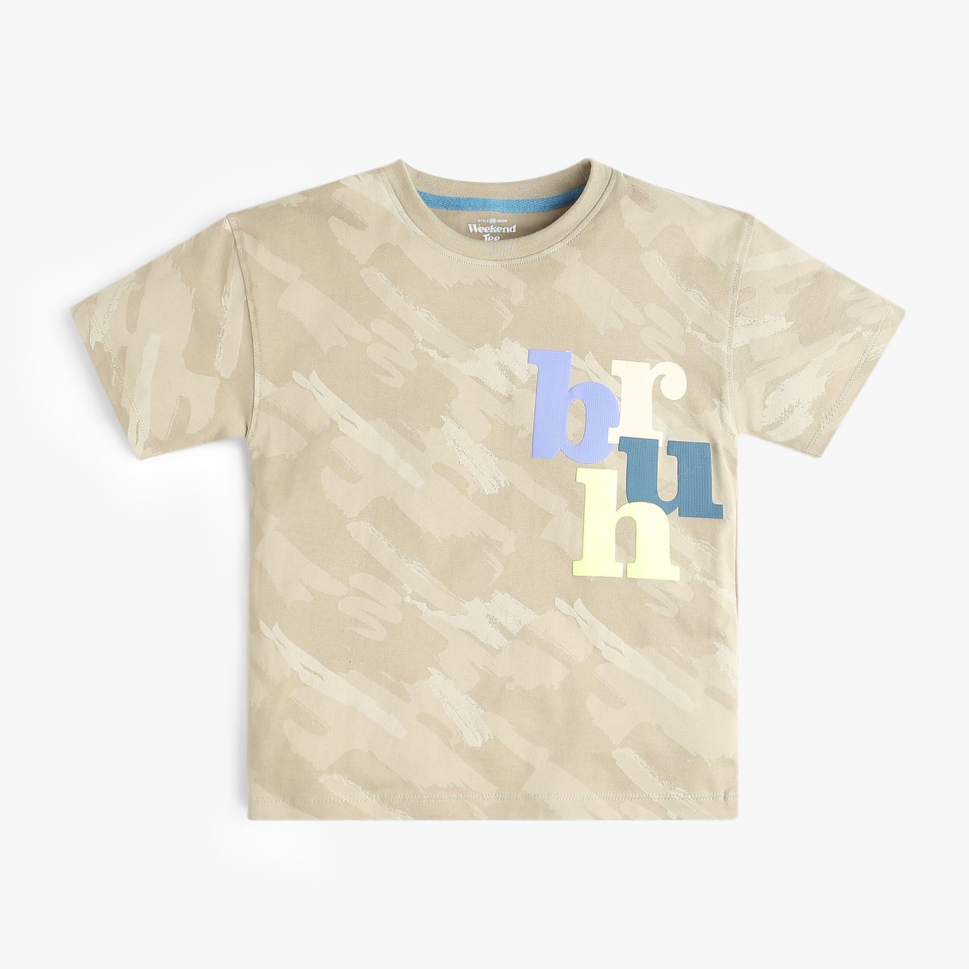 Boys Printed Bruh Print T-Shirt