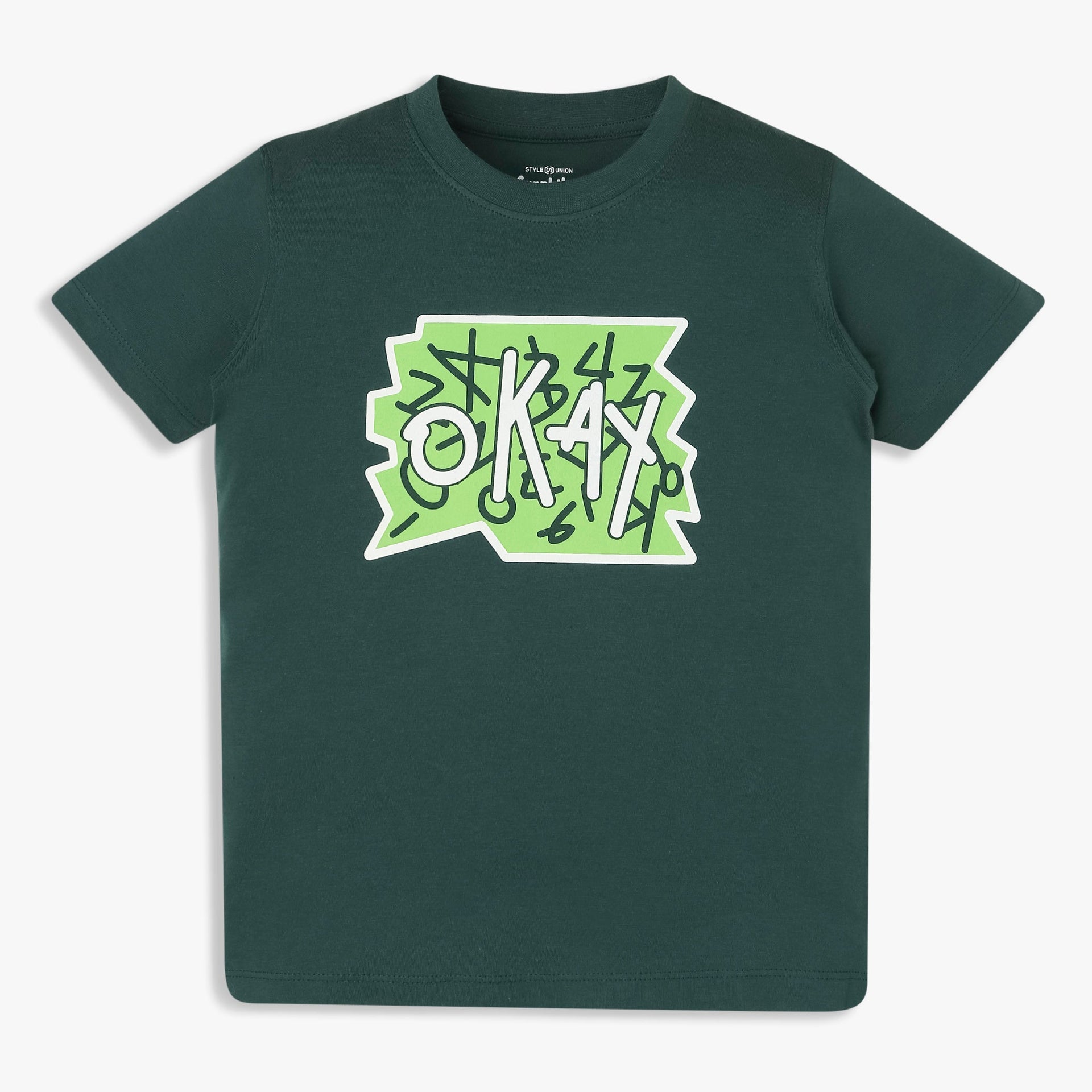 Boys Cotton Crew Neck Graphitee