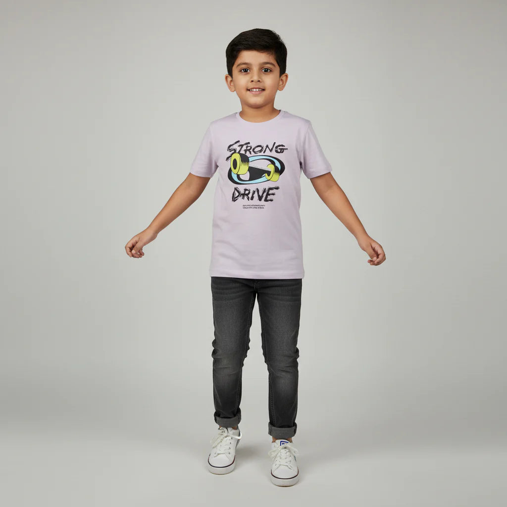 Boys Cotton Crew Neck Graphitee