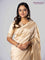 Banarasi munga silk saree cream with allover silver & gold zari weaves and zari woven lace border