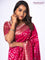 Banarasi munga silk saree pink with allover silver & gold zari weaves and zari woven lace border
