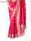 Banarasi munga silk saree pink with allover silver & gold zari weaves and zari woven lace border