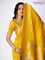 Banarasi munga silk saree yellow with allover silver & gold zari weaves and zari woven lace border