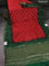 Chiniya silk saree red and green with allover bandhani prints & zari weaves and zari woven border