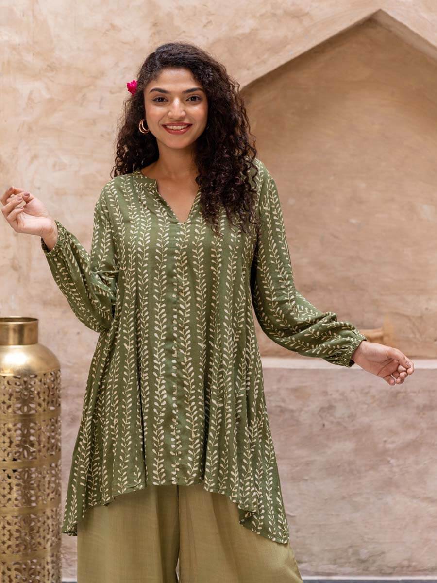 Olive Fern Modal Asymmetrical Top