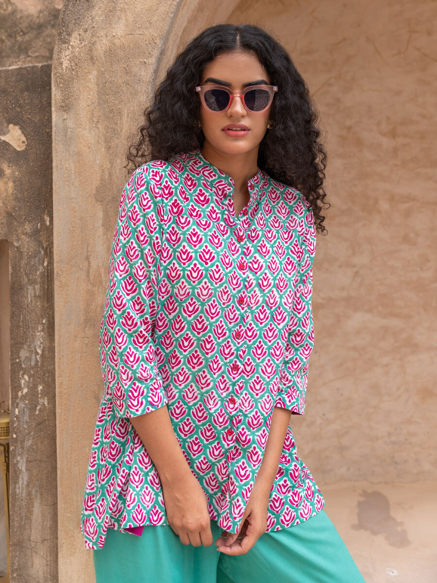 Bhavya Floral Printed Slub Shirt