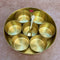 Brass Masala Box, Spice Container with 7 Compartments with Meenakari design on the Lid (Dia :- 7 Inch)