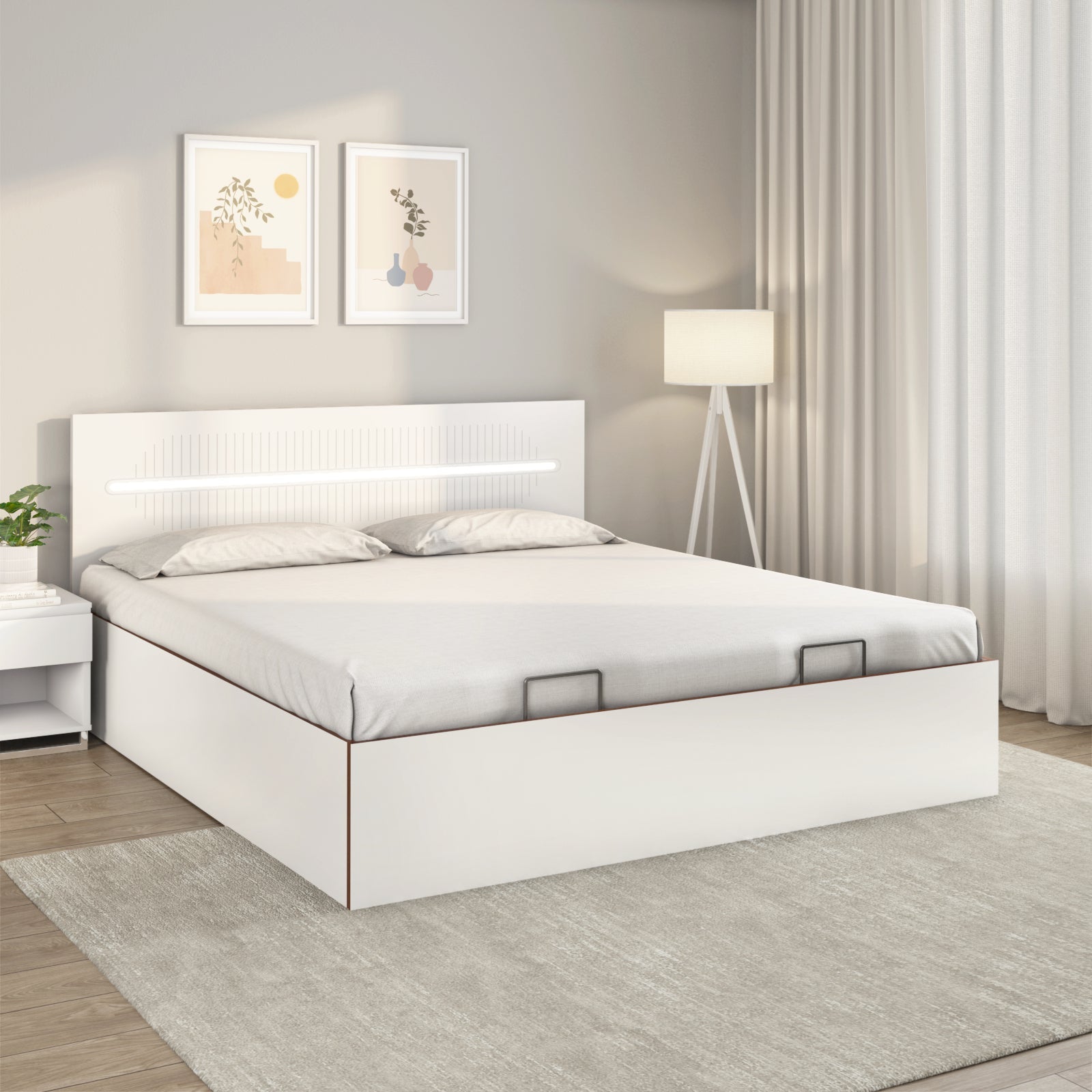 Capsule Prime Bed with Semi Hydraulic Storage (White)