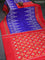 Pochampally silk saree blue and red with ikat weaves and ikat woven border