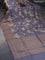 Banarasi tussar silk saree grey with allover floral digital prints and banarasi style border