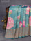 Banarasi tussar silk saree teal blue shade with allover floral digital prints and banarasi style border