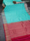 Pure kanchipuram silk saree teal blue and pink with allover self emboss & buttas and zari woven border