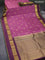 Pure kanchipuram silk saree mauve pink and deep wine shade with zari woven buttas and rettapet zari woven border