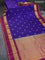 Pure kanchipuram silk saree blue and magenta pink with zari woven buttas and rettapet zari woven border