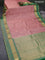 Pure kanchipuram silk saree peach shade and green with zari woven buttas and rettapet zari woven border