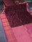 Pure kanchipuram silk saree deep maroon and pink with zari woven buttas and long copper zari woven border