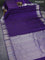 Pure kanchipuram silk saree deep violet with silver zari woven buttas and silver zari woven border