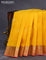 Pure kanchipuram silk saree mango yellow and pink with zari woven buttas and long zari woven border