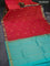 Pure kanchipuram silk saree dual shade of pinkish orange and teal blue with zari woven buttas and zari woven border