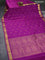 Pure kanchipuram silk saree purple with zari woven buttas and zari woven border