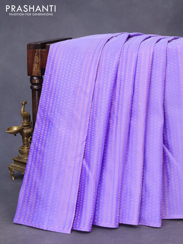 Pure kanchipuram silk saree lavender shade and teal blue with allover zari weaves in borderless style