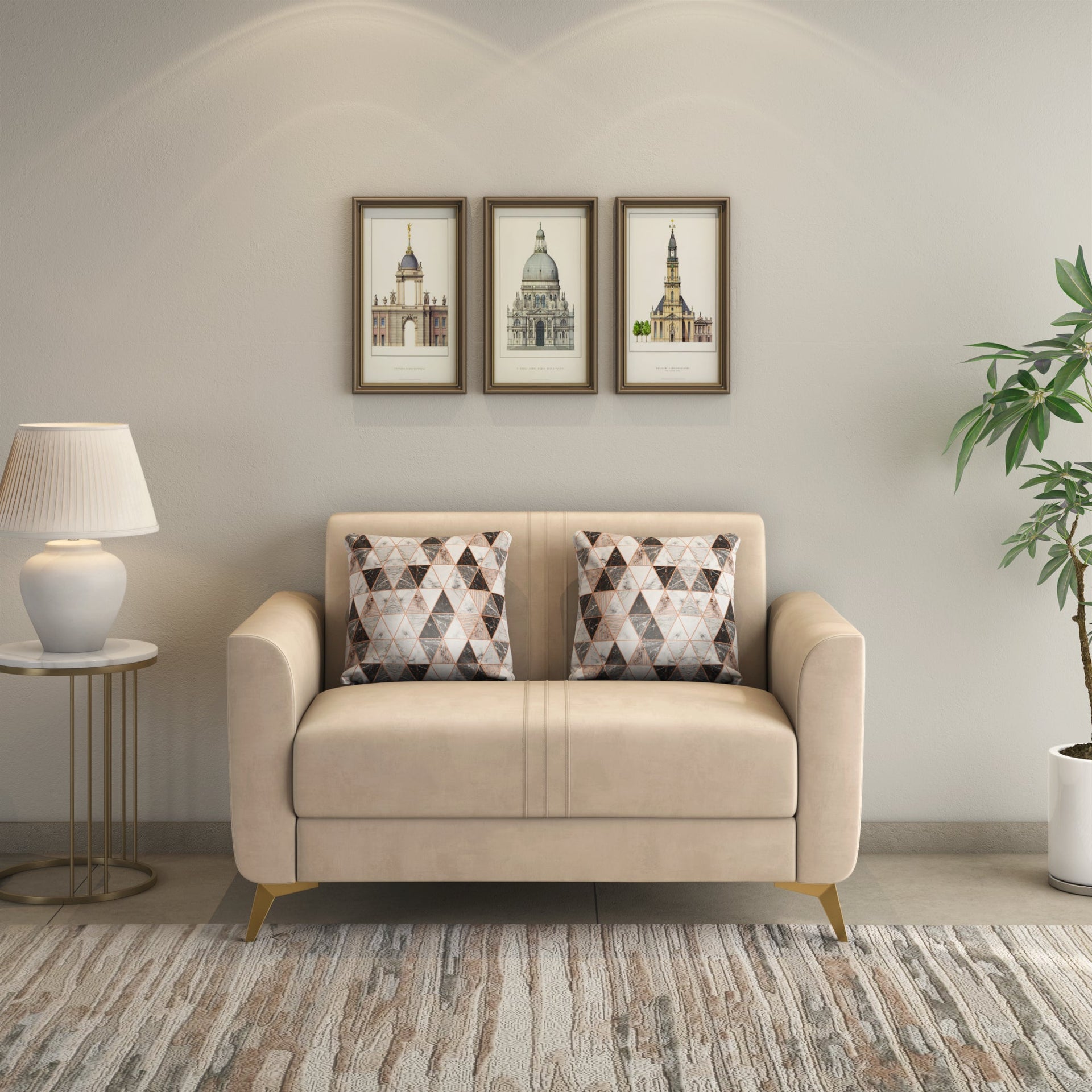 Cooper 2 Seater Fabric Sofa- Beige