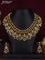 Antique guttapusalu necklace floral design with kemp & cz stones and pearl hangings