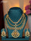 Antique triple layer Necklace with green kemp & cz stones and pearl hangings
