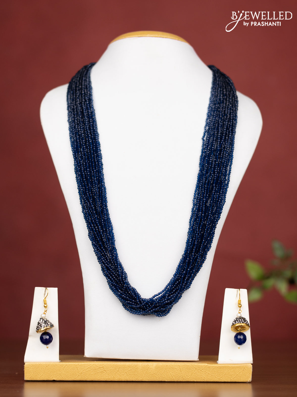 Jaipur multilayer beaded navy blue necklace