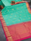 Pure kanjivaram silk saree teal blue and pink with zari woven buttas and zari woven border