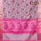 Banarasi semi tussar saree pastel pink and pink with allover ikat weaves and silver zari woven border