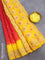 Bandhani saree red and yellow with allover bandhani prints and banarasi style border