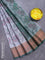 Banarasi semi tussar saree grey and green with allover ikat weaves and copper zari woven border