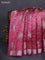 Chiniya silk saree mauve pink with allover silver zari buttas & bandhini prints and silver zari woven border