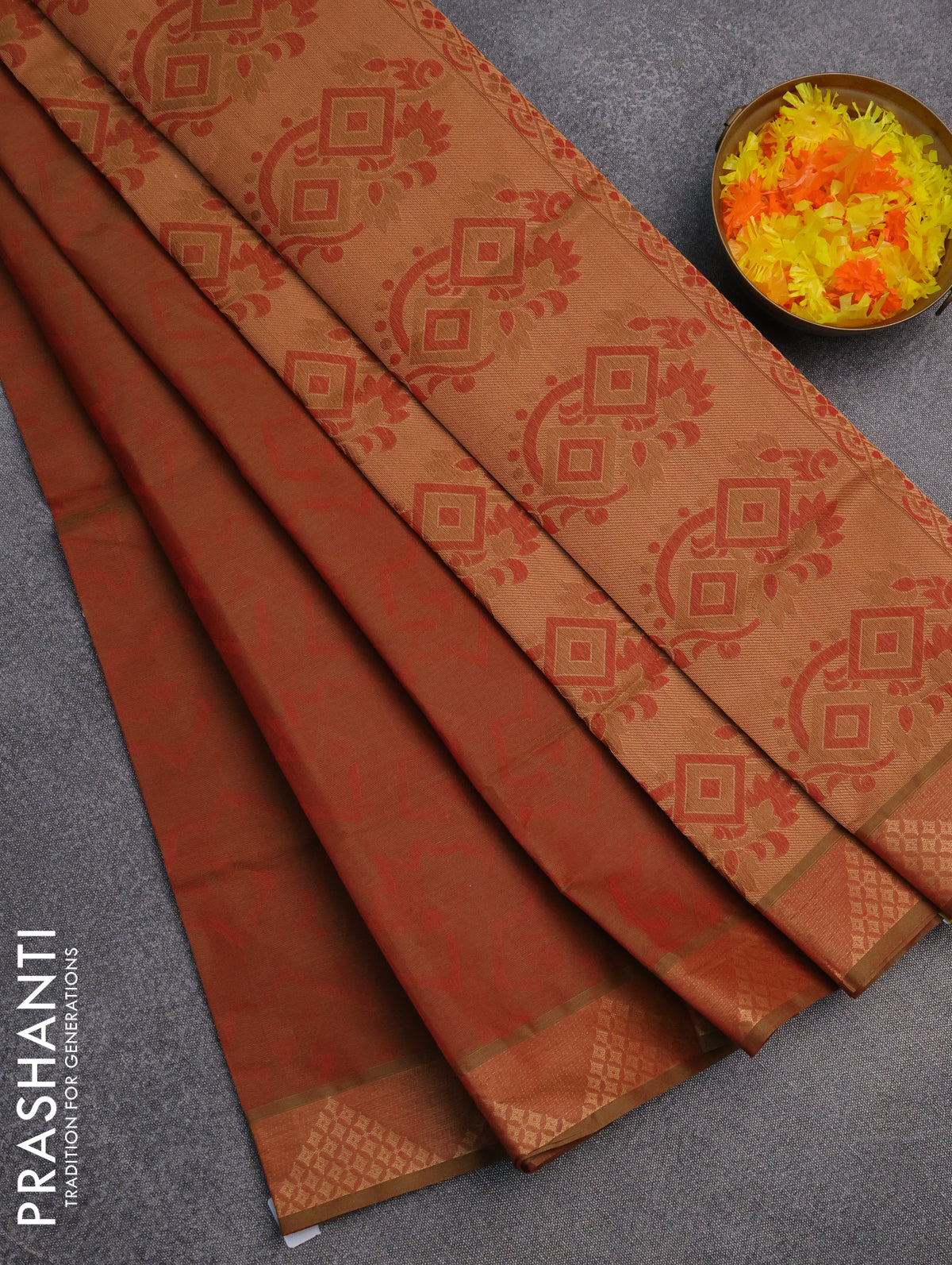 Coimbatore cotton saree dual shade of greenish maroon with allover self emboss and thread woven border