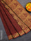 Coimbatore cotton saree brown shade with allover self emboss and thread woven border