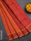 Coimbatore cotton saree dual shade of orange and pink with allover self emboss and thread woven border