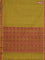 Coimbatore cotton saree mustard green and pink with allover self emboss and thread woven border