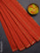 Arani semi silk saree orange with plain body and small zari woven border