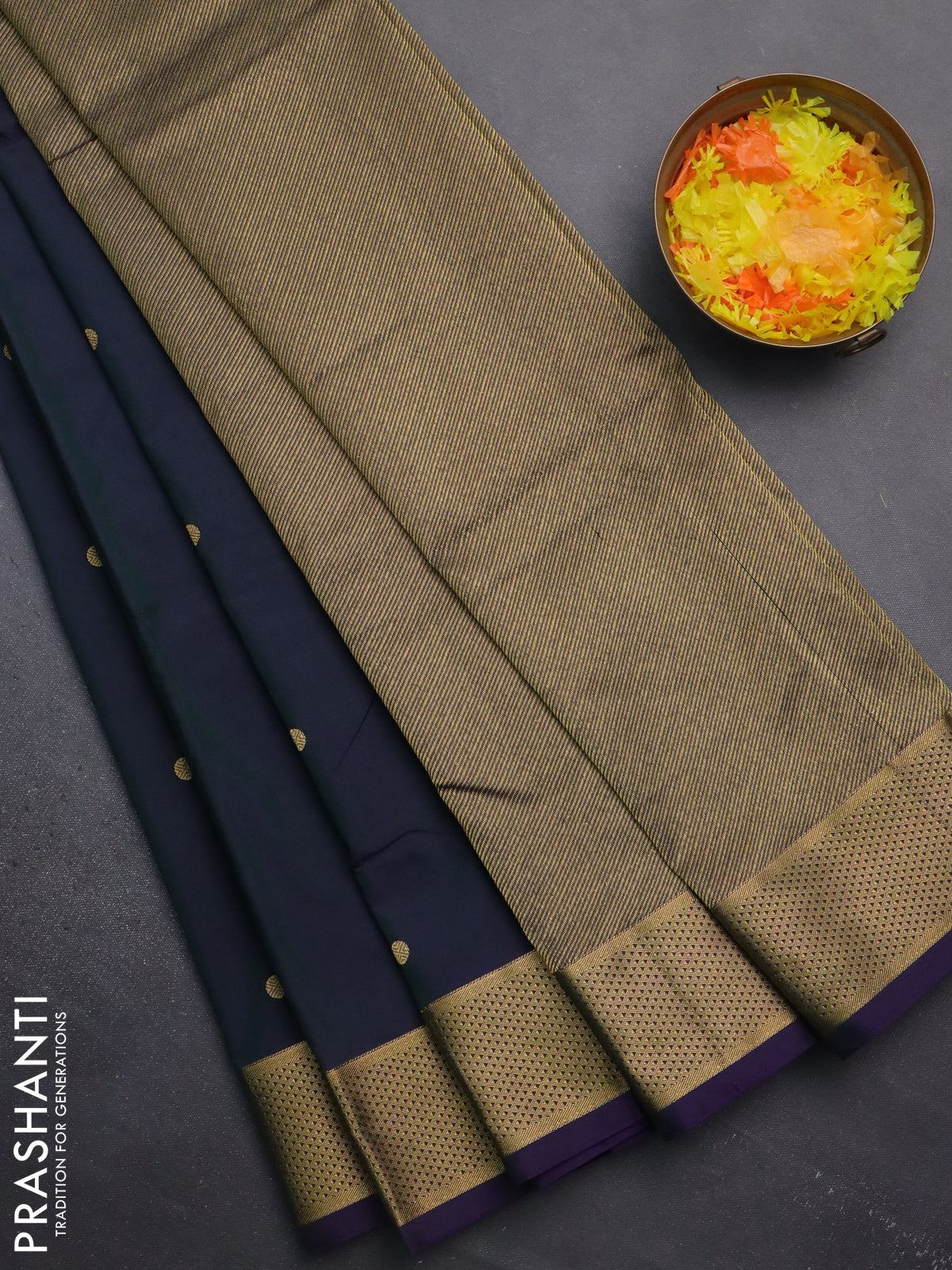 Arani semi silk saree dual shade of greenish violet with zari woven buttas and zari woven border