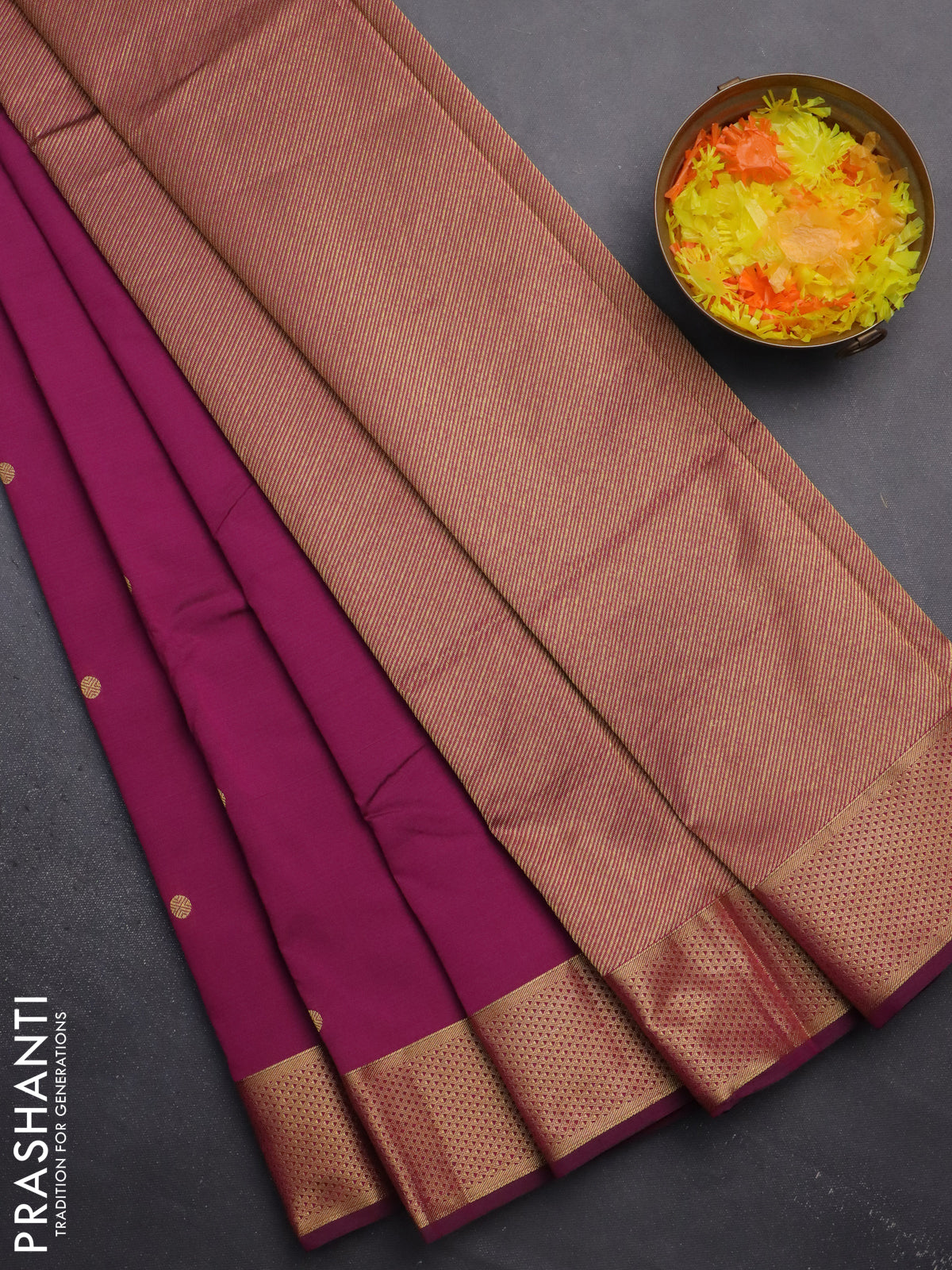 Arani semi silk saree purple with zari woven buttas and zari woven border